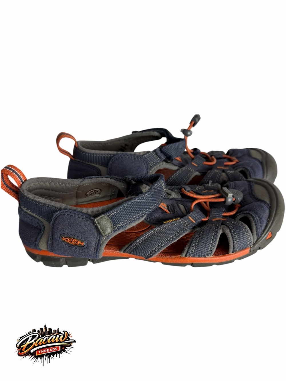 KEEN CNX Waterproof Boy’s Slip-On Closed‎ Toe Sandals Blue/Orange/Gray US 4